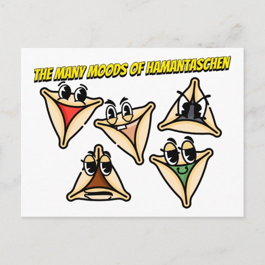 De stemmingen van Hamentashen Briefkaart (Voorkant)