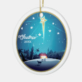 De ster van Bethlehem. Aangepast kerstjaar Keramisch Ornament (Links)