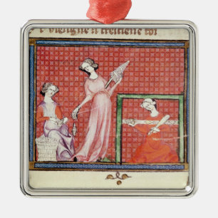 De sterke Vrouw van de Manuscripten die draaien Metalen Ornament