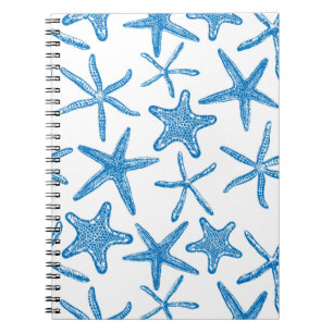 De sterren van het zee in blauw notitieboek