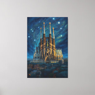 De sterrendroom van Gaudi Barcelona Sagrada Fami Canvas Afdruk