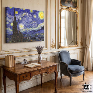 De sterrenhemel van Vincent van Gogh Canvas Afdruk
