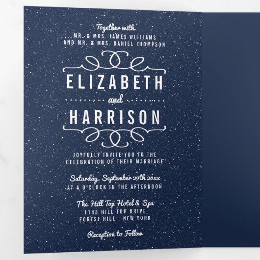 De Sterrennacht bruiloft suite Drieluik Uitnodiging (Binnenzijde eerst)