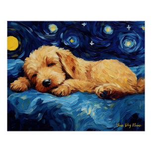 De sterrennacht - Goldendoodle Dog 002 - Qian wan Perfect Poster