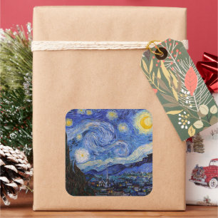 De sterrennacht: Saint-Rémy door Vincent van Gogh Vierkante Sticker