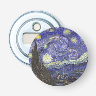 De sterrennacht van Vincent van Gogh Button Flesopener