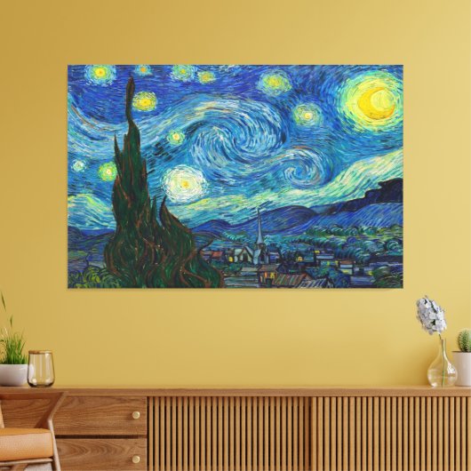 De Sterrennacht van Vincent van Gogh Canvas Afdruk (Insitu (Woonkamer))