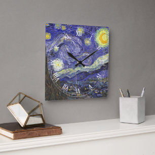 De sterrennacht van Vincent van Gogh Vierkante Klok