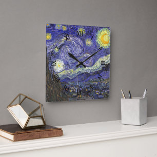 De sterrennacht van Vincent van Gogh Vierkante Klok