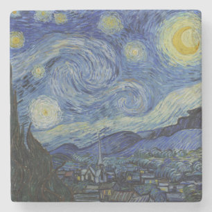 De Sterrennacht (Vincent van Gogh) (bekende kunst) Stenen Onderzetter