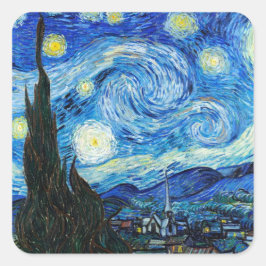 De Sterrennacht Vincent Van Gogh landschapskunst Vierkante Sticker