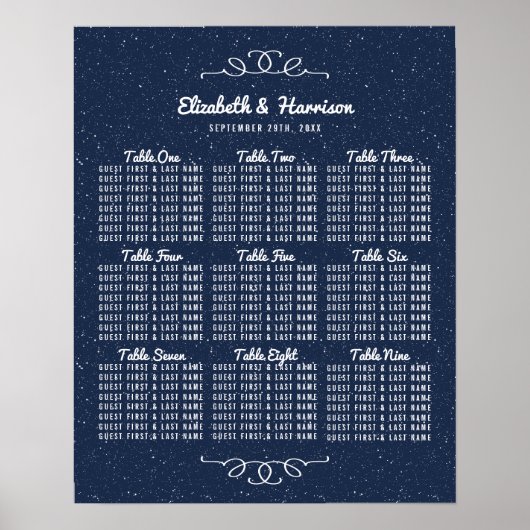 De Sterrennacht Wedding Collectie Seating Chart Poster (Voorkant)