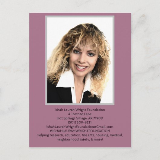 De stichting Ishah Laurah Wright Uitnodiging Briefkaart (Voorkant)