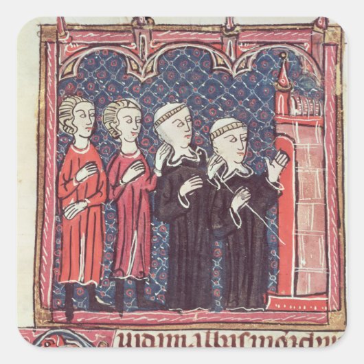 De stichting van een klooster vierkante sticker (Voorkant)