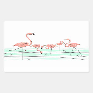 De stickerrechthoek van de Groep van flamingo's Rechthoekige Sticker
