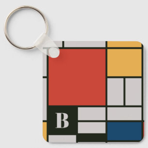De Stijl inspireerde primair gekleurde vierkanten Sleutelhanger