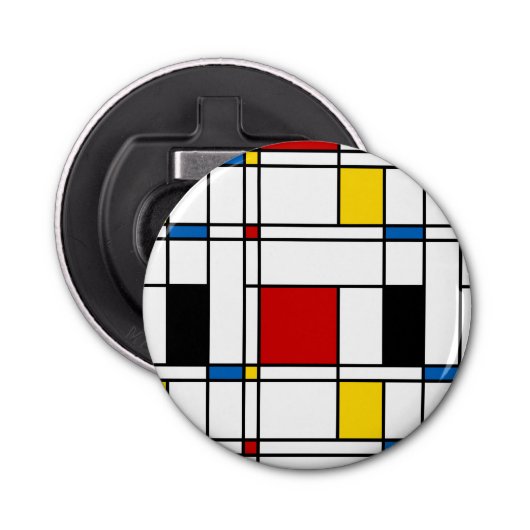 De Stijl Pattern Button Flesopener (Voorkant)