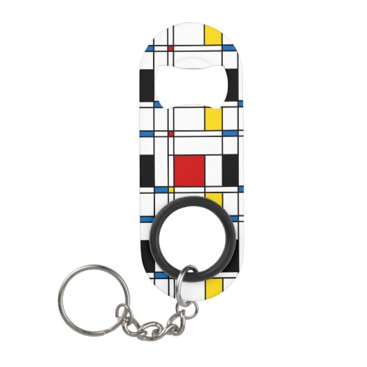 De Stijl Pattern Sleutelhanger Flessenopener (Voorkant)