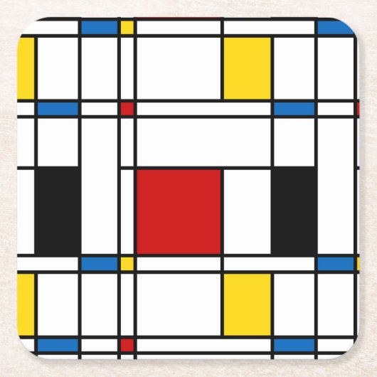 De Stijl Pattern Vierkante Kartonnen Onderzetter (Voorkant)