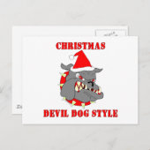 De Stijl van de Hond van de Duivel van Kerstmis Feestdagenkaart (Voorkant / Achterkant)