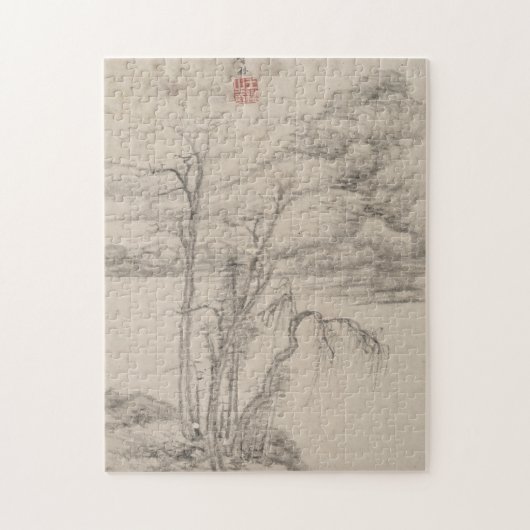 De stijl van diverse oude meesters | Landschap B&W Legpuzzel (Verticaal)