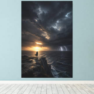 De stilte voor de cinematische storm oceaan fijnku canvas afdruk