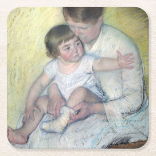 De Stocking, Mary Cassatt Vierkante Kartonnen Onderzetter