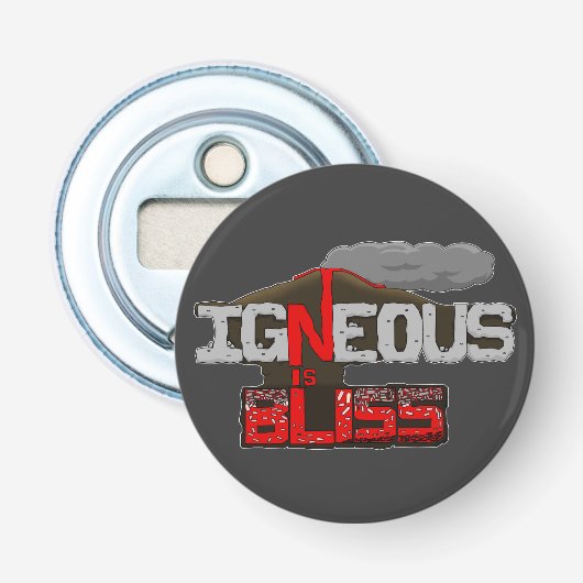 De stollingsgesteente is de vulkaan Bliss Button Flesopener (Voorkant)