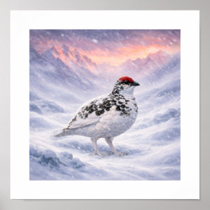 De storm doorstaan — Ptarmigan in de Japanse Alpen Poster