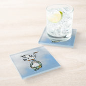 De storm draagt een babyjongen glazen onderzetter (Schuin)