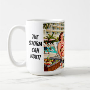 “De storm kan wachten” – Een Self Denial Cartoon Koffiemok