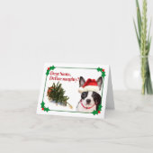De stoute Boston Terrier kerstkaart Feestdagen Kaart (Voorkant)