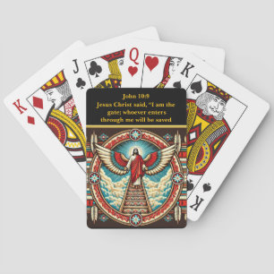 De stralende roep van Jezus naar de hemel Pokerkaarten