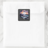 De strandreis vierkante sticker (Tas)