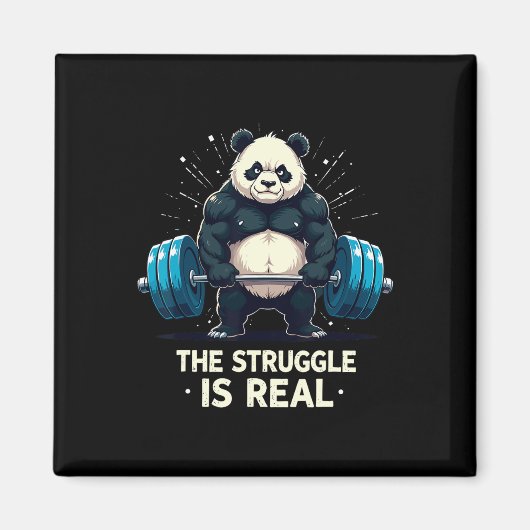 De strijd is echt grappig gym panda workout motief magneet (Voorkant)