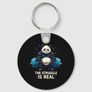 De strijd is echt grappig gym panda workout motief sleutelhanger