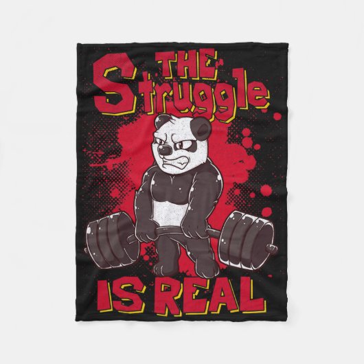 De strijd is echt grappig Panda Gym Bodybuilding Fleece Deken (Voorkant)