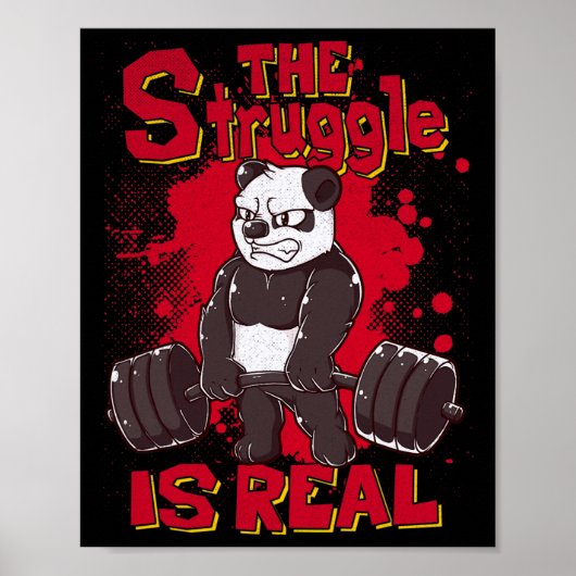 De strijd is echt grappig Panda Gym Bodybuilding Poster (Voorkant)