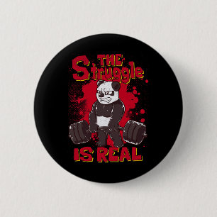 De strijd is echt grappig Panda Gym Bodybuilding Ronde Button 5,7 Cm