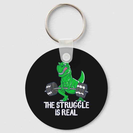 De strijd is echt grappig T-rex Gym Workout Sleutelhanger (Voorkant)