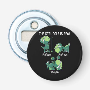 De Strijd is Echt Grappige Dinosaur T-Rex Gym Button Flesopener