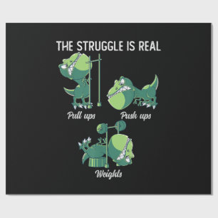 De Strijd is Echt Grappige Dinosaur T-Rex Gym Cadeaupapier