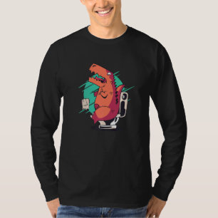 De strijd is een echte dinosaurus die de toilet P T-shirt