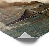 De strijd om de monitor en de Merrimac in Hampton Poster (Hoek)