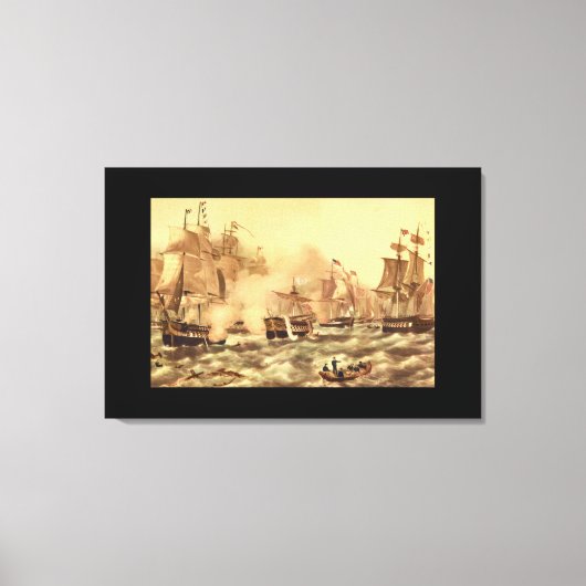 De strijd om het meer van Erie, Commodore_Engravin Canvas Afdruk (Voorkant)