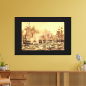 De strijd om het meer van Erie, Commodore_Engravin Canvas Afdruk (Insitu (Woonkamer))