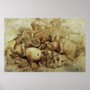 De strijd tegen Anghiari door Leonardo da Vinci Poster