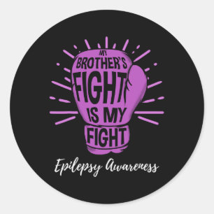 De strijd van mijn broer is mijn strijd Epilepsie Ronde Sticker