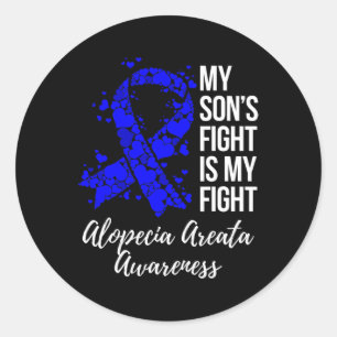 De strijd van mijn zoon is mijn strijd Alopecia Ar Ronde Sticker