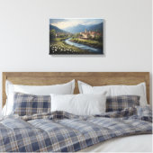 De Stromende Beek van het Alpendorp Canvas Afdruk (Insitu (Slaapkamer))